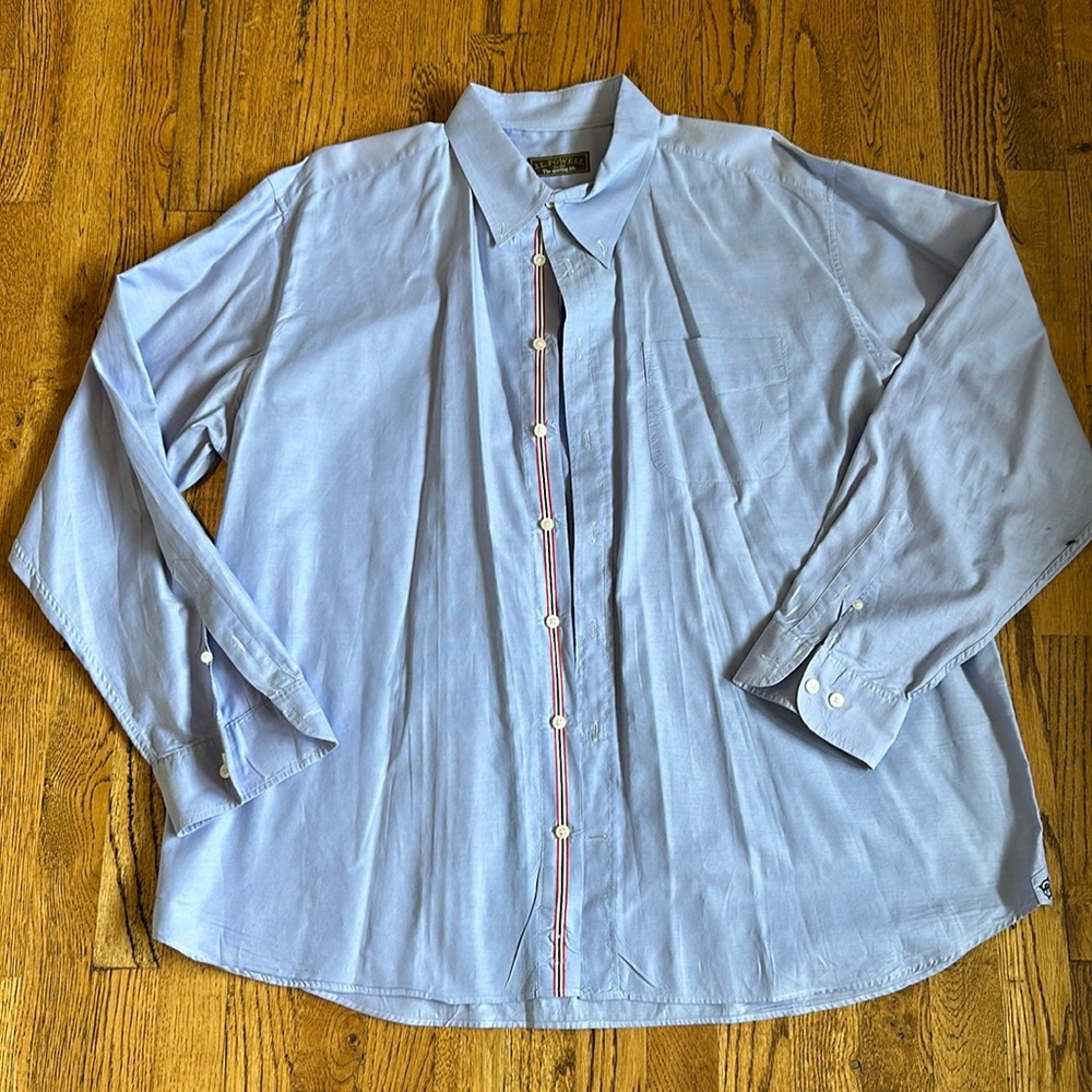 JL Powell LS Blue Cotton Button Down XXL Like New!